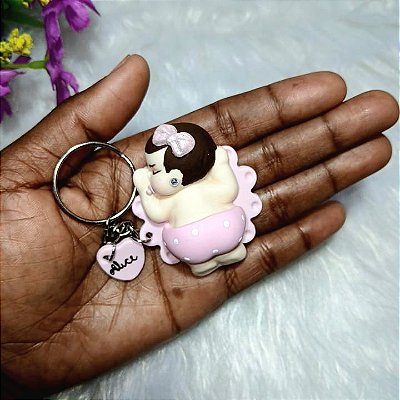 Chaveiro Bebê Dormindo em Biscuit para Lembrancinha