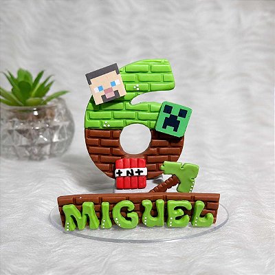 Topo de Bolo Minecraft em Biscuit