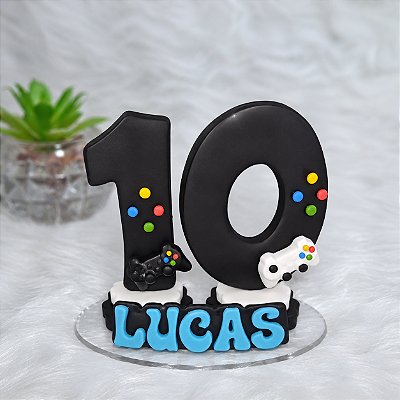 Topo de Bolo de Biscuit Personalizado – Tema Gamer