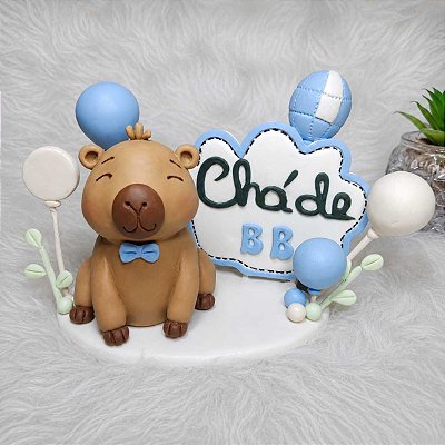 Topo de Bolo de Capivara em Biscuit - Chá de Bebê