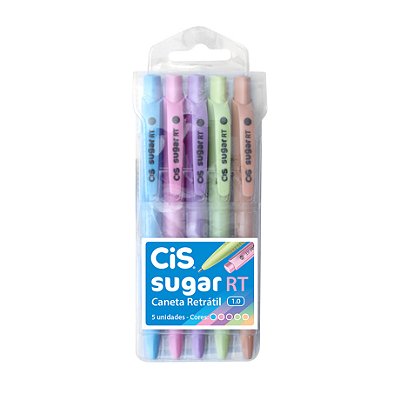 Caneta esferográfica Sugar RT - com 5 unidades - Cis