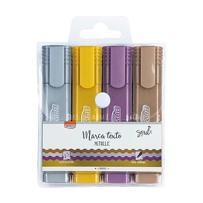 Marca Texto Metallic 4 Cores - BRW