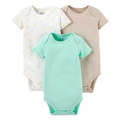 Kit com 3 Bodies Bebê Basic Bege Child of Mine made by Carter's Kit com 3 Bodies Bebê Basic Bege Child of Mine made by Carter's