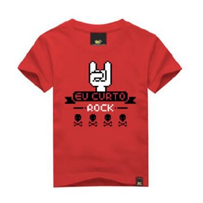 Camiseta Infantil Eu Curto Rock Camiseta Infantil Eu Curto Rock