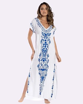Kaftan Liso Bordado