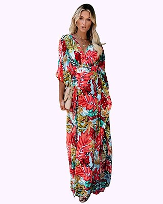 Vestido Kaftan Floral