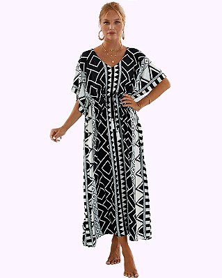 Vestido Kaftan Geométrico