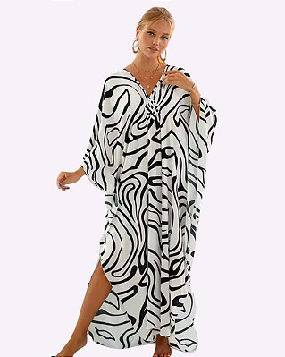 Kaftan Zebrado Branco