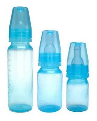 Kit 3 Mamadeira Bico Silicone 60/150/240ml Azul