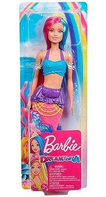 Boneca Barbie Dreamtopia Sereia C/ Cabelo Azul E Roxo Magica