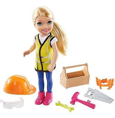 Boneca Barbie Playset Chelsea Prosissões Construtora Loira