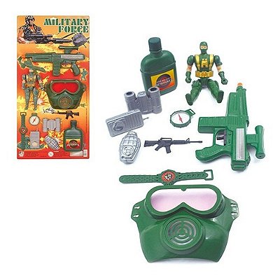 Boneco Com Kit Militar Com Varios Acessorios Mascara Ariminh