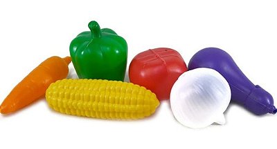 Kit 6 Peças Brinquedo Frutas E Legumes Colorido De Plástico