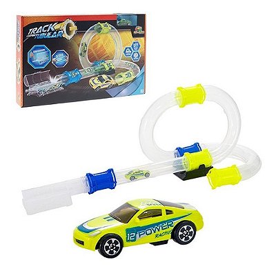 Duplo Looping kit com Carrinho a Fricção e Pista de Montar