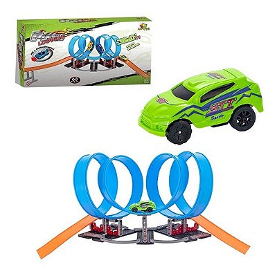 Mini Pista Track Pra Montar 26 Pcs Com 1 Carrinho Colorido