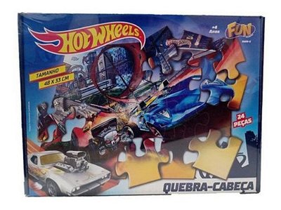 Quebra Cabeça Infantil - Hot Wheel 24 Peças - Fun