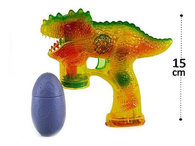 Pistola Lança Bolhas De Sabão Dinossauro Colorido A Pilha