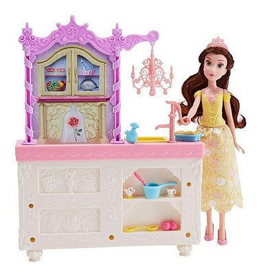 Boneca Disney Princesa Bela Cozinha Real De Luxo Playset