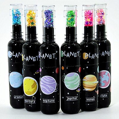 Kit Marca Texto Planet Estojo Com 6 Cores Com Estrenhas Fofo