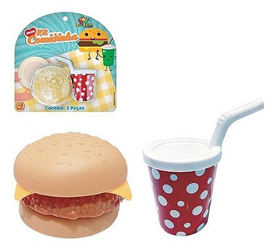 Mini Chef Hamburguer 18 Peças Brinquedo Educativo Comidinha de Faz de Conta