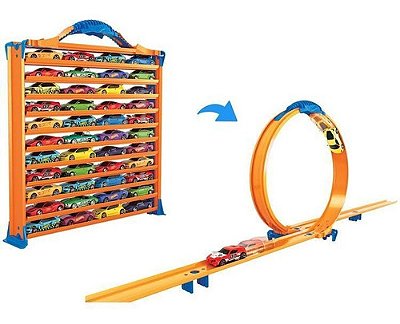 Pista Hot Wheels E Porta Carrinho 3 Em 1 Guarda Até 44 Carro