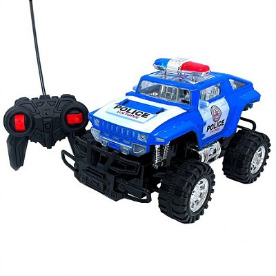 Carrinho De Controle Remoto 4x4 Monster Truck Policia - Azul