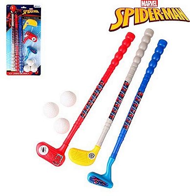 Kit Mini Golf Brinquedo Com 3 Tacos E 3 Bolinhas Spider Man