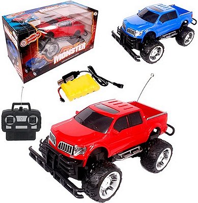 Carro Carrinho De Controle Remoto Mini Polica Pick 4x4 - 4 Funções Rápido E  Super Resistente Preto