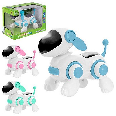 Cachorro Robô Com Face Digital E Estímulos Sensoriais Azul