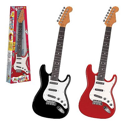 Guitarra Classica Musical Rockstar Com Som E Luz Brinquedo Preto