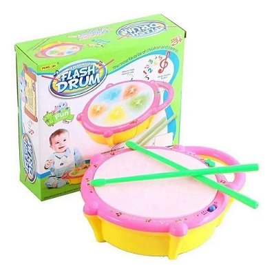 Tambor Brinquedo Infantil Bebê Batuque Luzes Som Flash Drum
