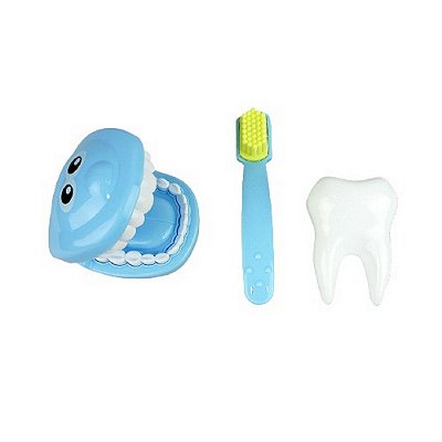 Kit Pequeno Doutor Dentista Com 3 Peças Para Crianças Azul