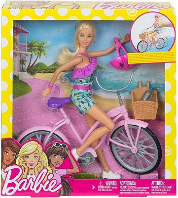 Boneca Barbie Loira Com Bicicleta E Varios Acessorios