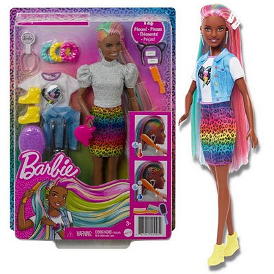 Boneca Barbie Leopard Rainbow - Muda De Cor Edição Especial Morena