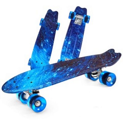 Skate Mini Long Cruiser Estampado - Sk8 - Retrô Radical 55cm Azul