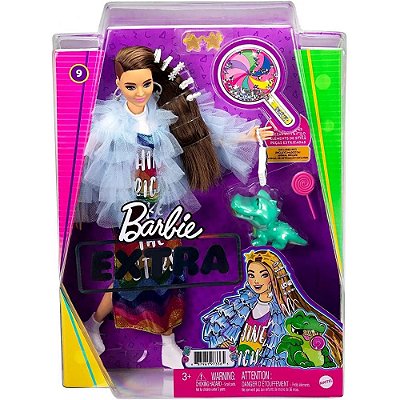 Boneca Barbie Extra Com Jaqueta Azul Com Babados De Luxo