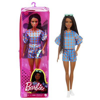 Boneca Barbie Fashionistas Negra Cabelo Dread Roupa De Coração Coleção 2022