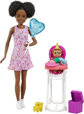 Boneca Barbie Babysitters Skipper Negra Aniversário Do Bebê