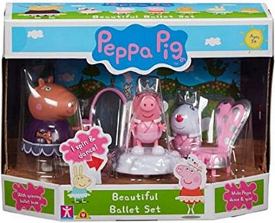 Bonecos Peppa Pig Cenário De Ballet Com 3 Bonecos