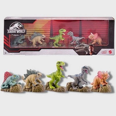 Kit Com 5 Boneco Jurassic World Coleção Completa T-rex