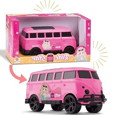 Carrinho Carro Brinquedo Kombi Rosa Ride Star