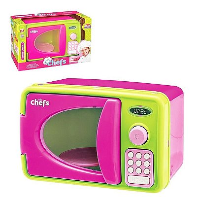 Microondas De Brinquedo Forno Little Chefs Rosa C Verde