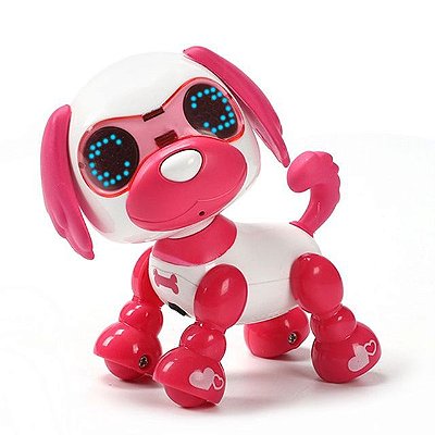 Robô Interativo - Filhote Inteligente - Smart Dog Dog Cute - Grava E Reproduz Voz - Por sensor touch De 10 Cm rosa