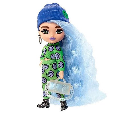 Boneca Barbie Extra Minis Doll Cabelo Azul Longo Estilosa