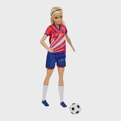 Boneca Barbie Jogadora De Futebol 30cm Loira Ed 2022