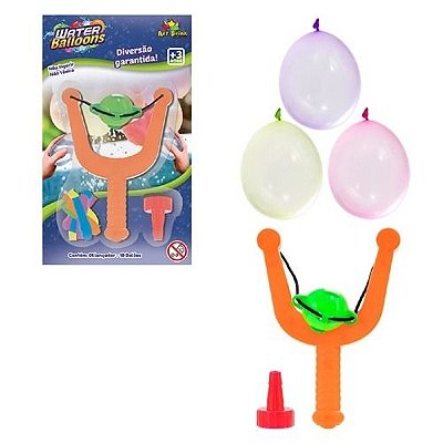 Estilingue Brinquedo Water Ballon Com 10 Bexigas De Água