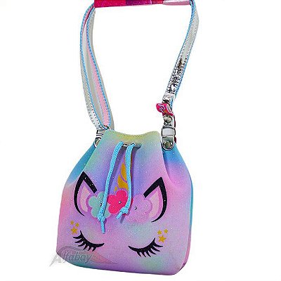 Bolsa Bolsinha De Ombro De Unicornio Princesa Pink Rainbow