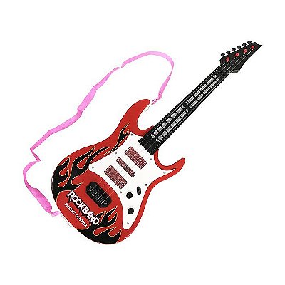 Guitarra Rock Star Com Luz De 52 Cm Com Alça Radical vermelho