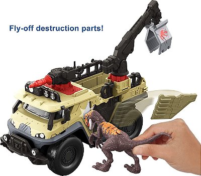 Veículo Caminhão E Boneco Dinossauro Jurassic World Captura eEsmagador de Dominion De 30Cm