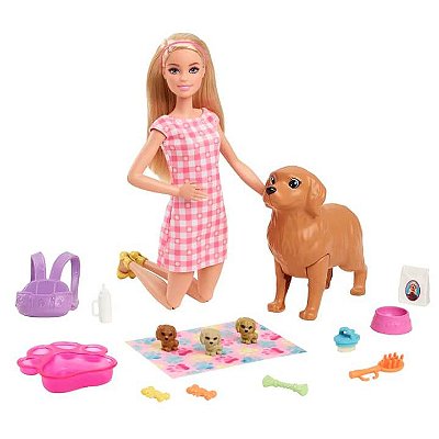 Boneca Barbie Cuidadora De Cachorro E Filhotes Recém-nascido